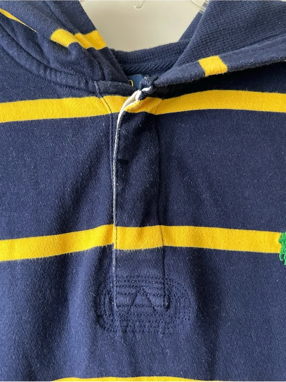 Ralph Lauren Navy and Yellow Striped Hooded Pullover